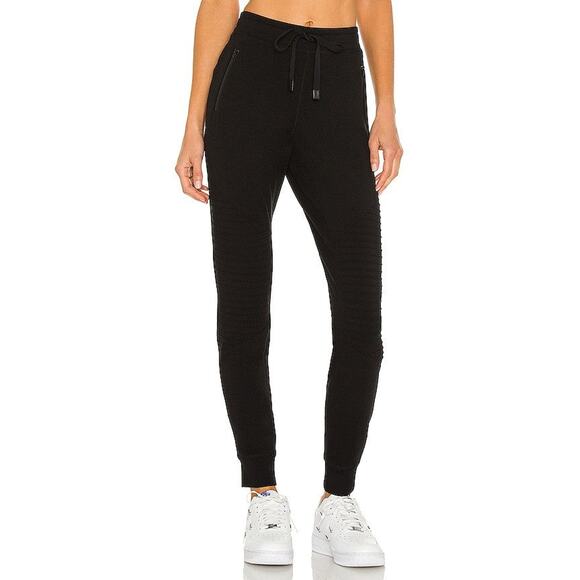 Alo Yoga Alo Urban Moto Sweatpants Ribbed Panels Black - 31 MD - Picture 3 of 6